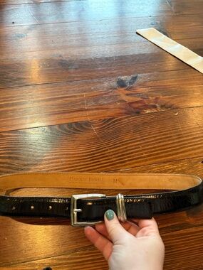 Black Croc-Embossed Leather Belt - Men's Medium